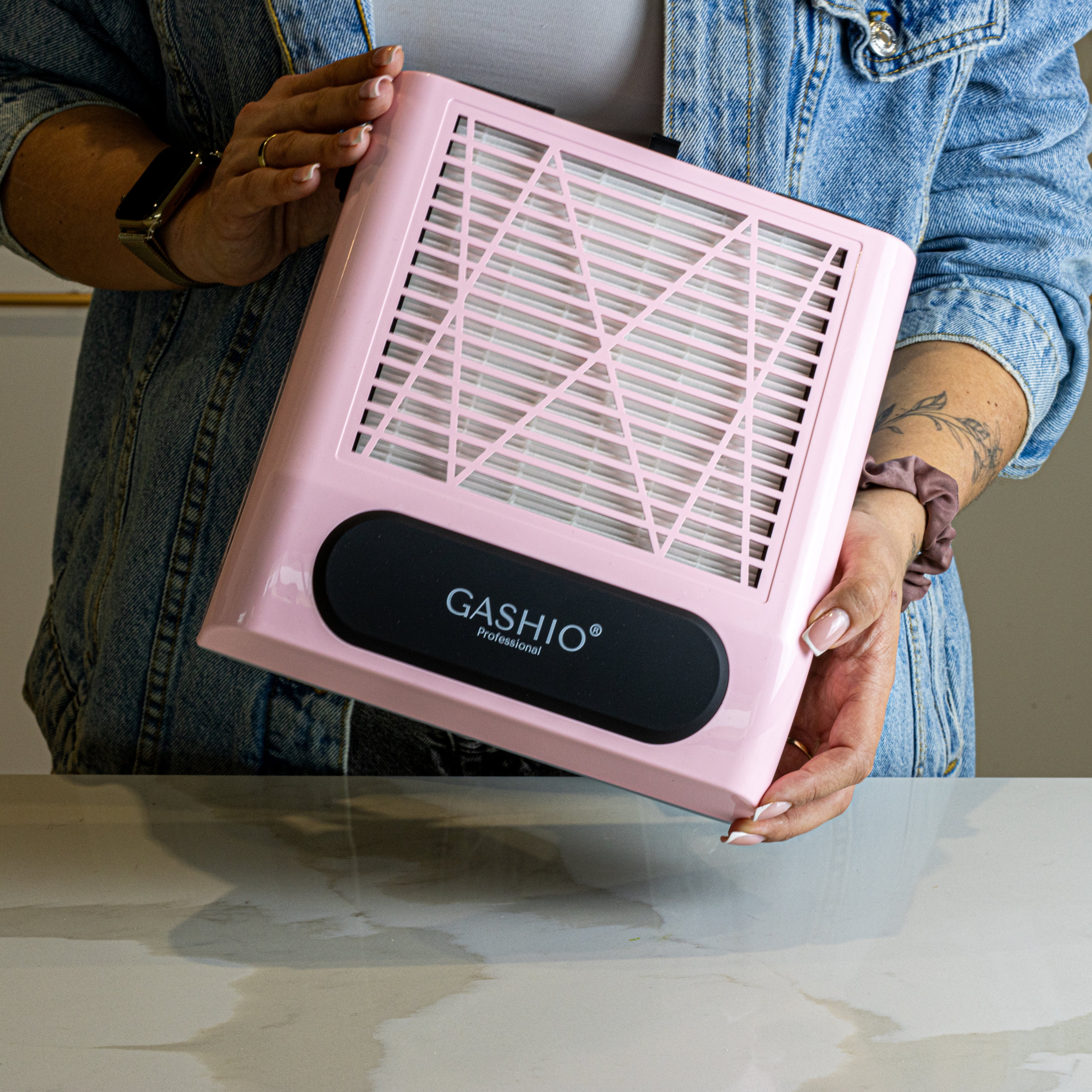 POCHŁANIACZ PYŁU DO PAZNOKCI MANICURE BEZWORKOWY Z FILTREM HEPA 80W RÓŻOWY