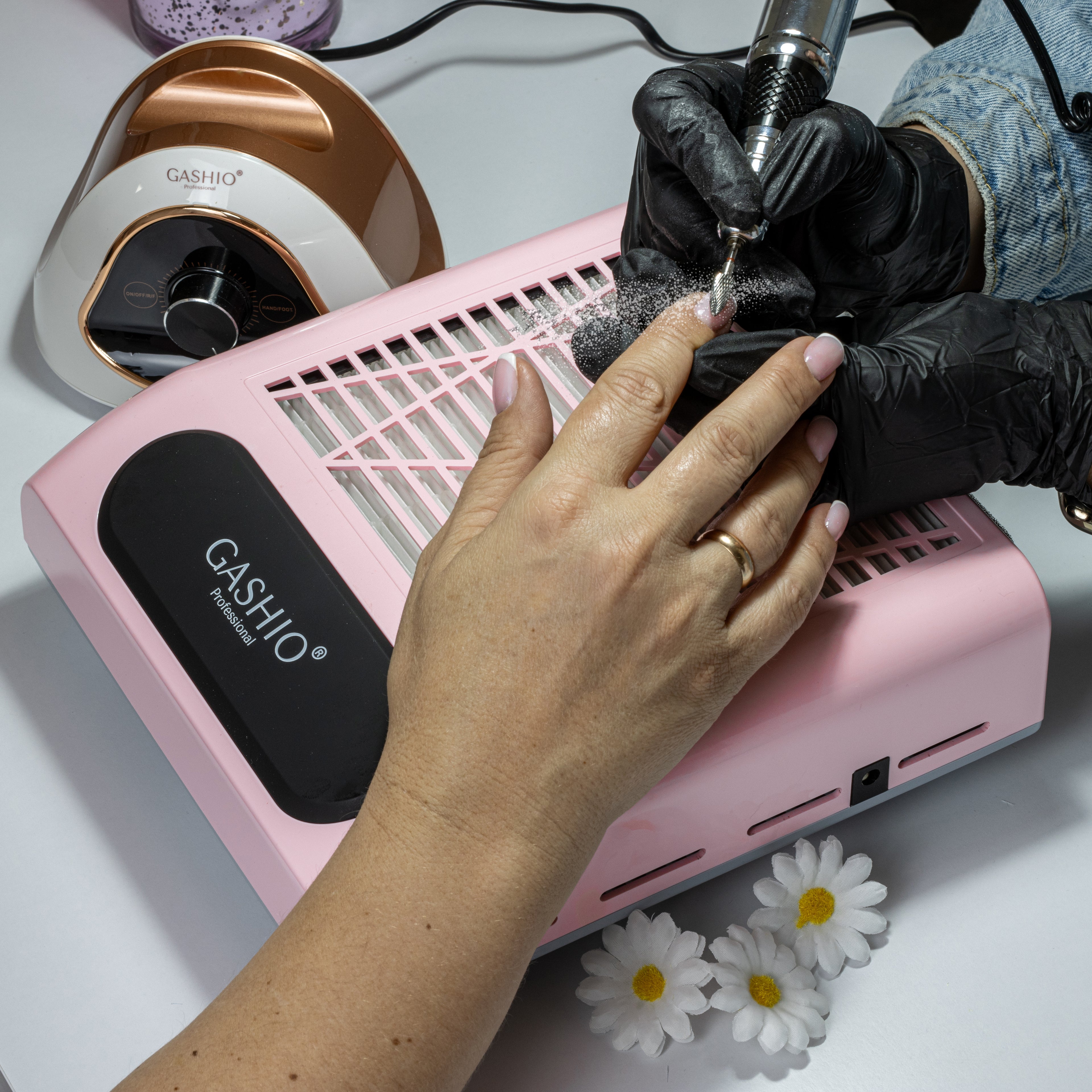 POCHŁANIACZ PYŁU DO PAZNOKCI MANICURE BEZWORKOWY Z FILTREM HEPA 80W RÓŻOWY