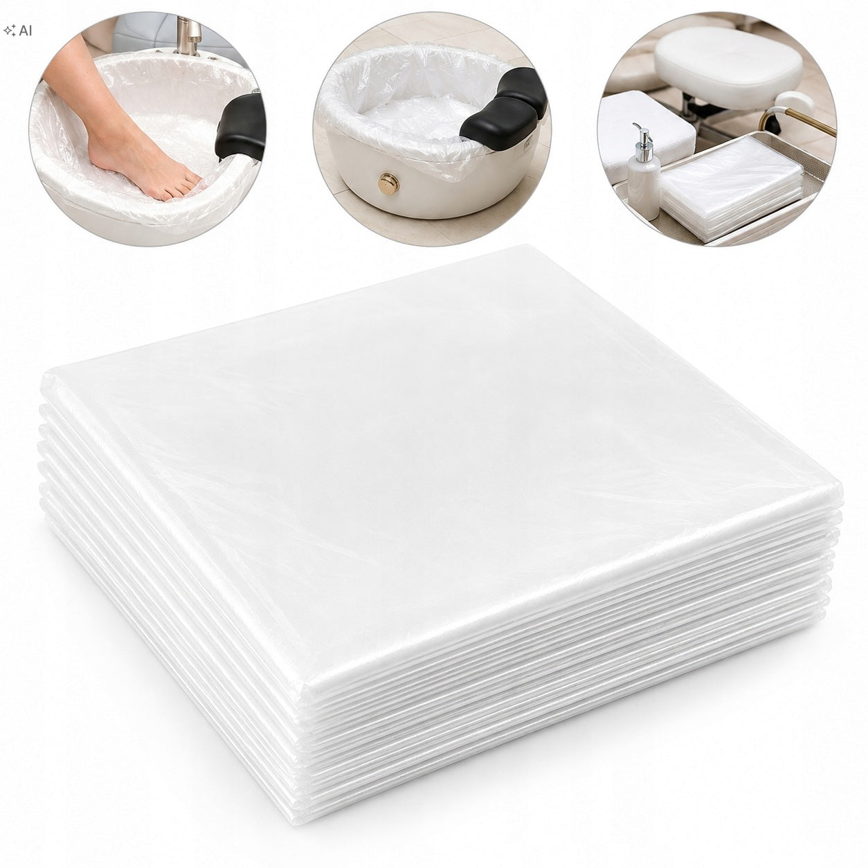 GASHIO WORKI FOLIOWE DO PEDICURE MISKI BRODZIKA HDPE 65x55cm 80 SZTUK
