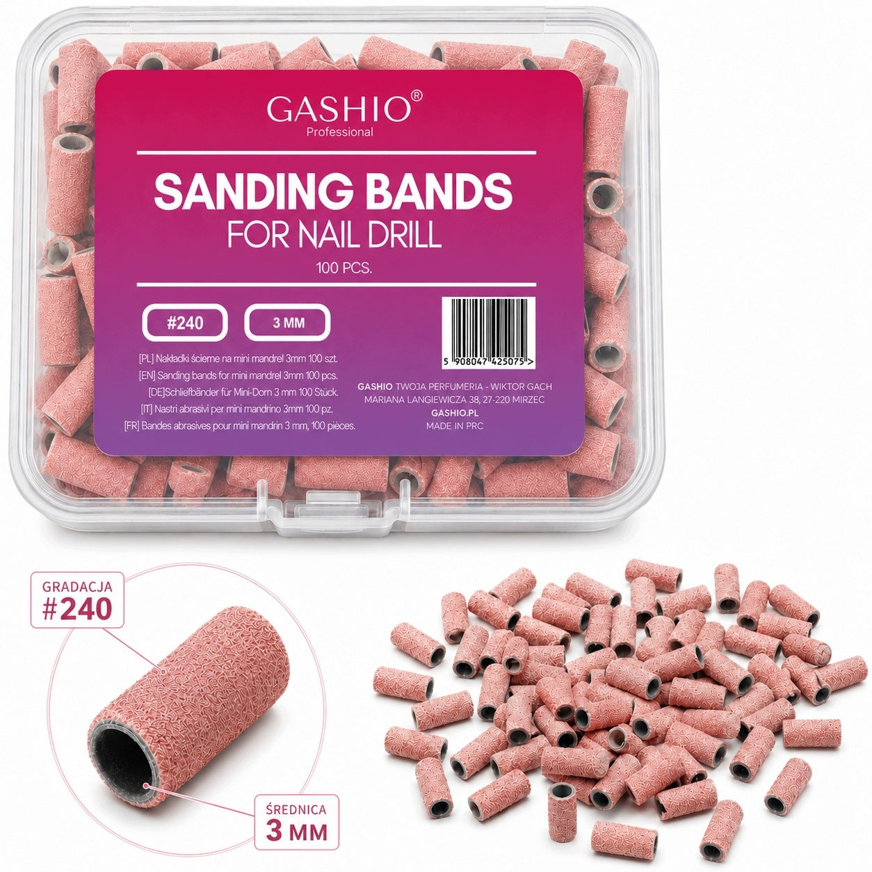 100x Kapturki Nakładki Ścierne Mini Cylinder Mandrel Pudrowy Róż - 