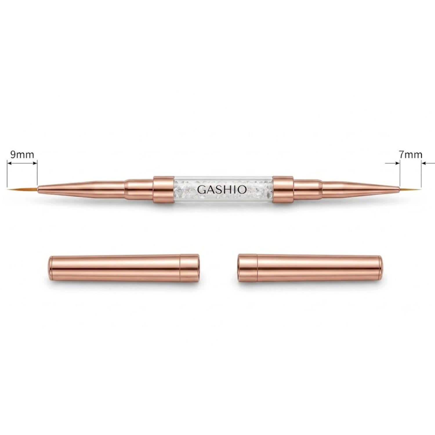 Dwustronny Pędzelek do Zdobień Paznokci Nail Art Liner 9mm 7mm Rose Gold
