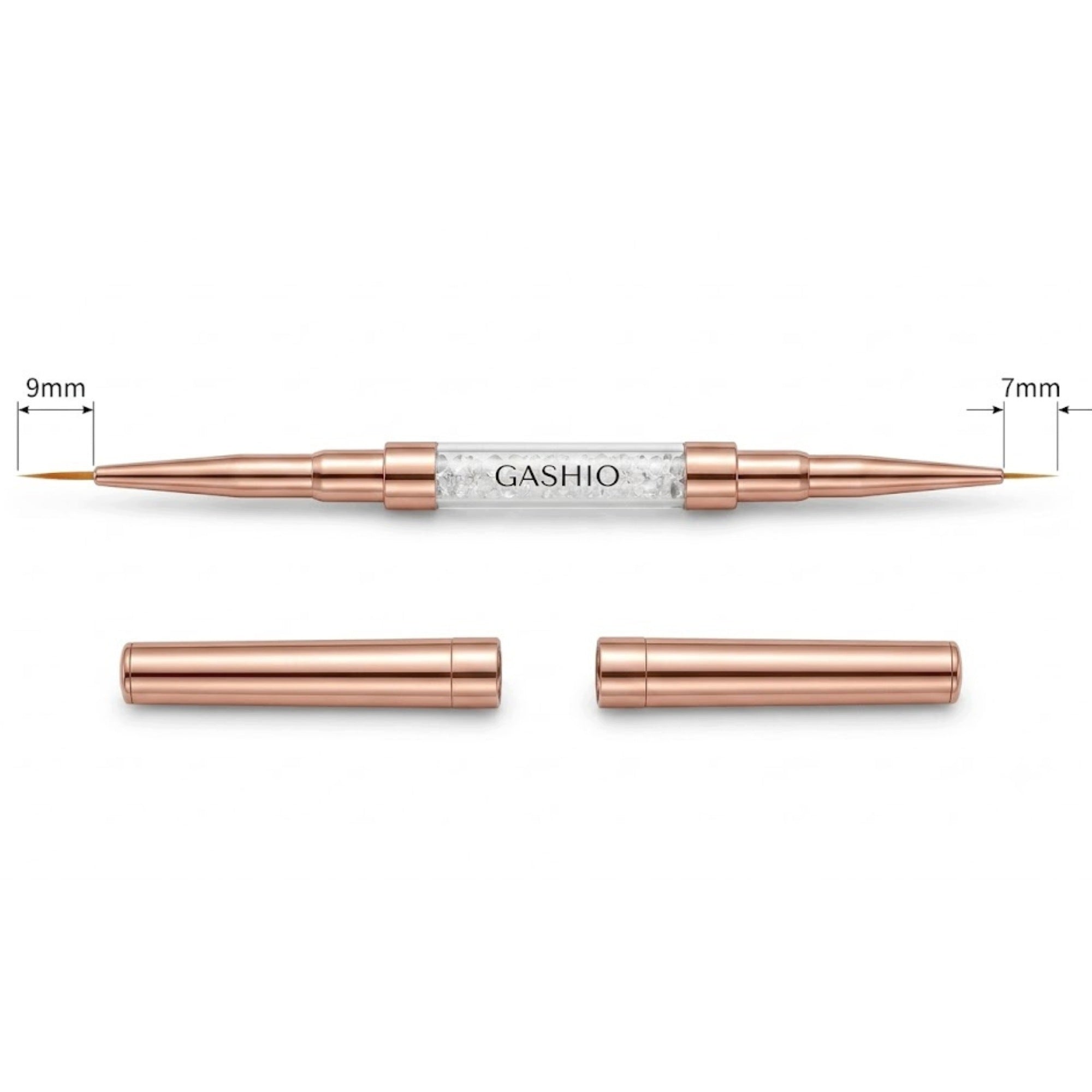 Dwustronny Pędzelek do Zdobień Paznokci Nail Art Liner 9mm 7mm Rose Gold