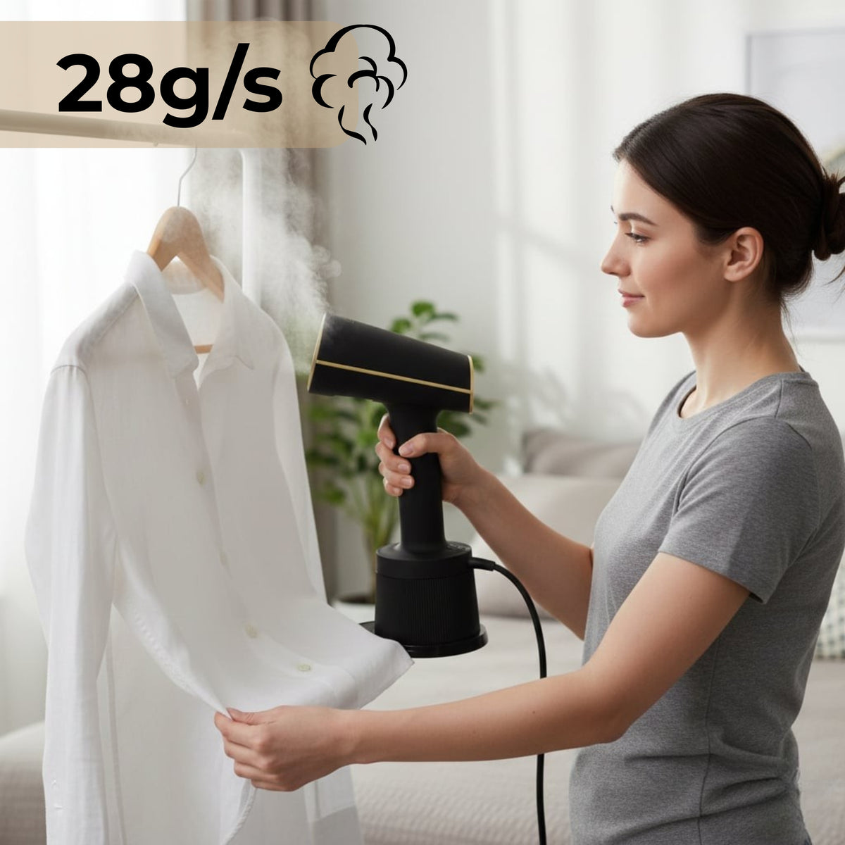 PAROWNICA DO UBRAŃ 2W1 ŻELAZKO PAROWE STREAMER RĘCZNY DO UBRAŃ 1800W G1