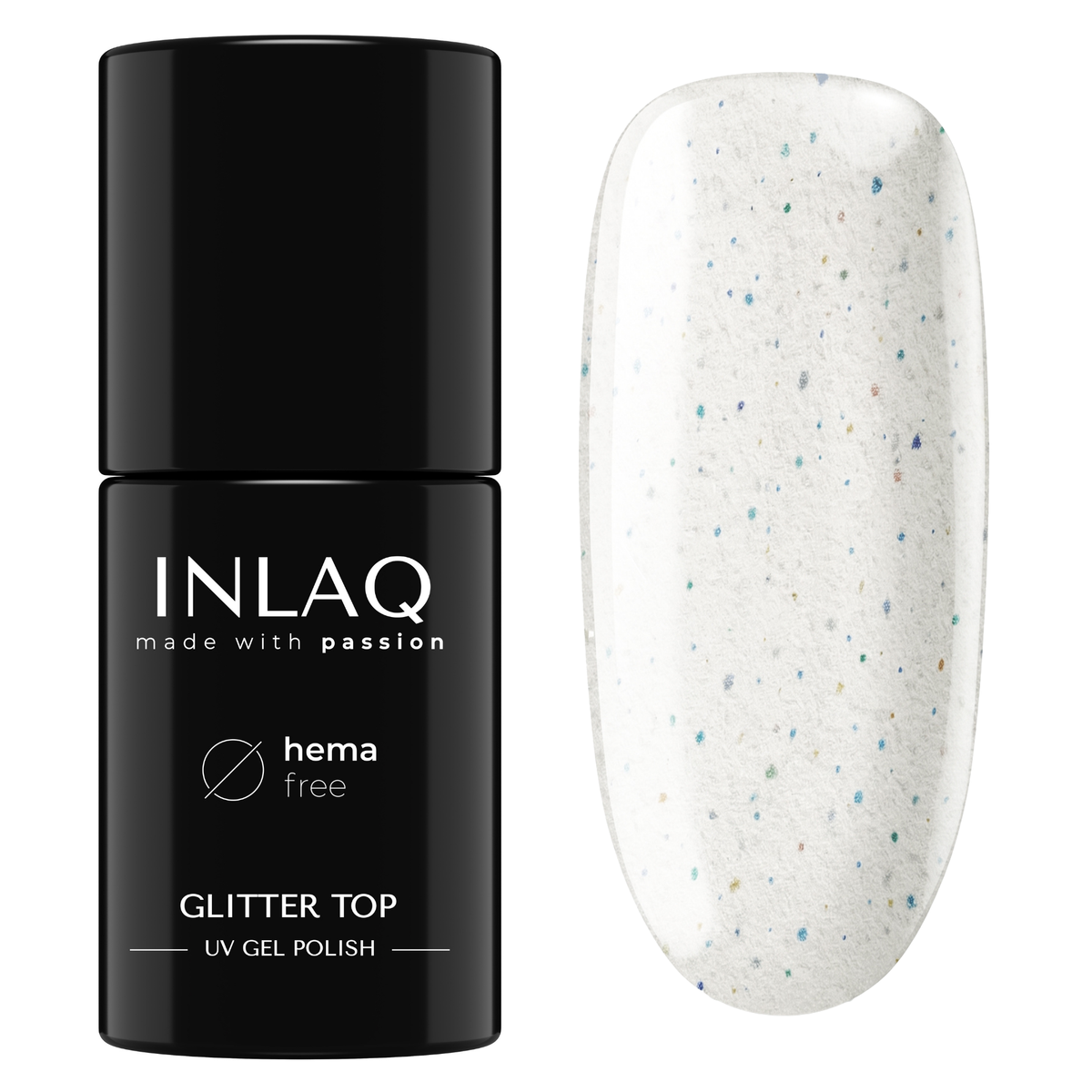 INLAQ TOP COAT HYBRYDOWY DO PAZNOKCI Z DROBINKAMI SHIMMER NO WIPE 6 ML