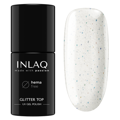 INLAQ TOP COAT HYBRYDOWY DO PAZNOKCI Z DROBINKAMI SHIMMER NO WIPE 6 ML