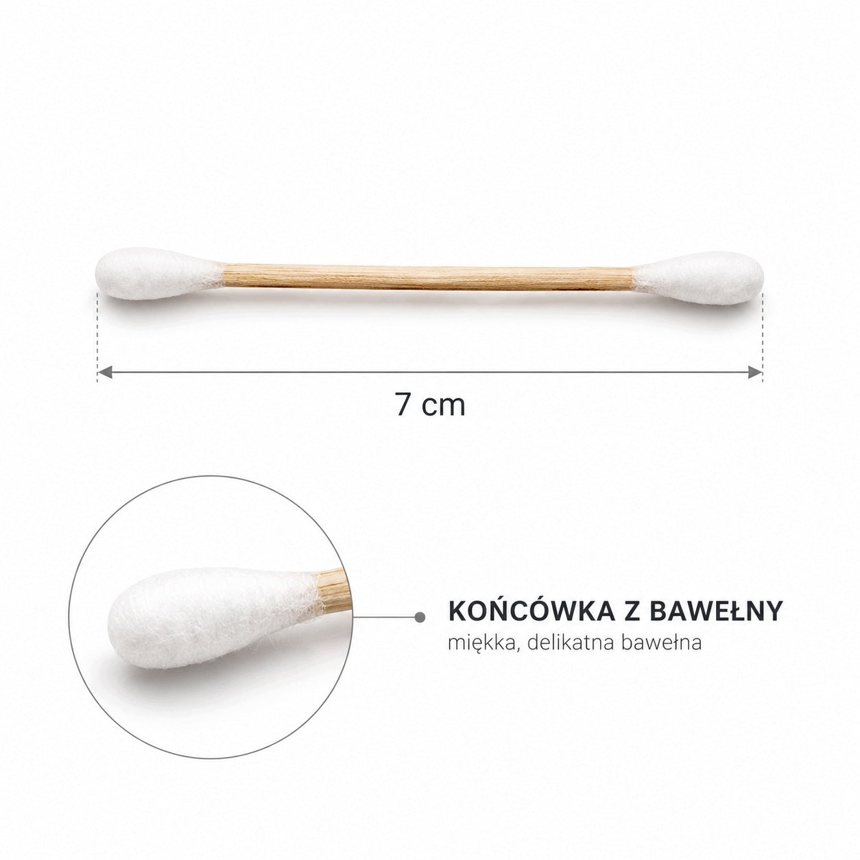 PATYCZKI DO USZU BAMBUSOWE 500SZT BAWEŁNIANE HIGIENICZNE 7cm NIEŁAMLIWE