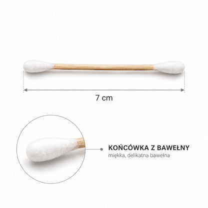 PATYCZKI DO USZU BAMBUSOWE 500SZT BAWEŁNIANE HIGIENICZNE 7cm NIEŁAMLIWE