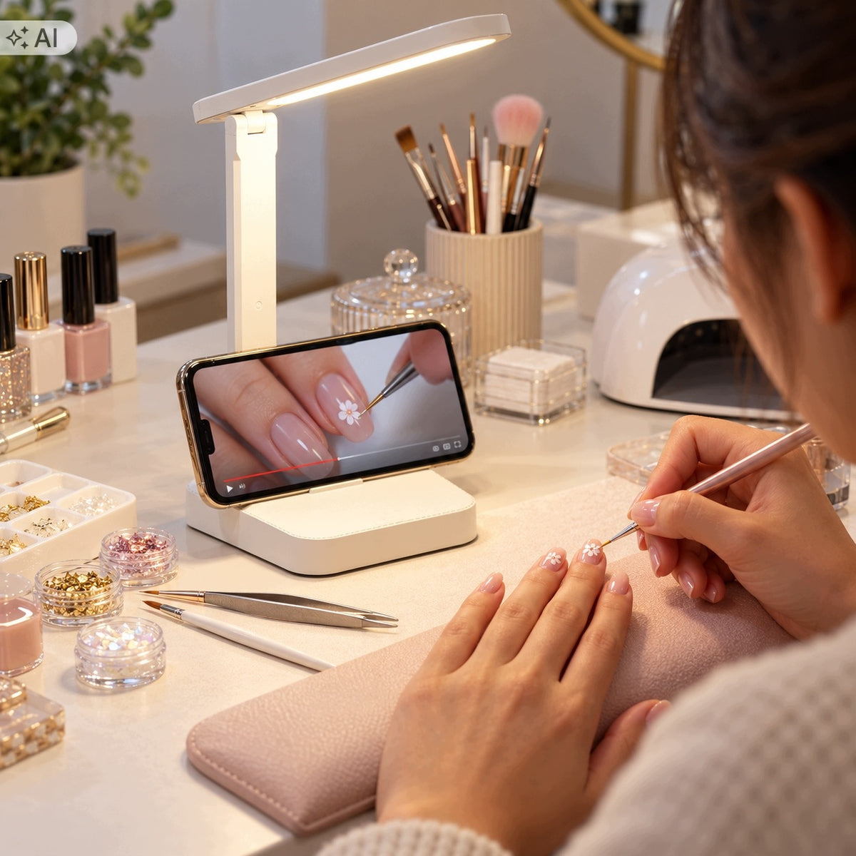 Lampka kosmetyczna do manicure paznokci LED GASHIO 3 barwy USB-C dotykowa