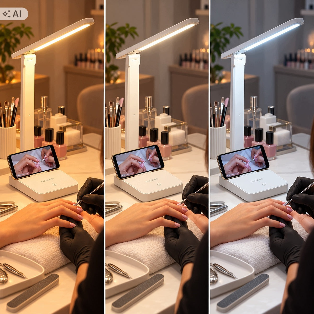 Lampka kosmetyczna do manicure paznokci LED GASHIO 3 barwy USB-C dotykowa