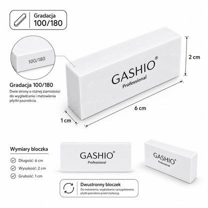 GASHIO 50x MINI BLOK BLOCZEK POLERSKI DO PAZNOKCI 100/180 POLERKA MANICURE