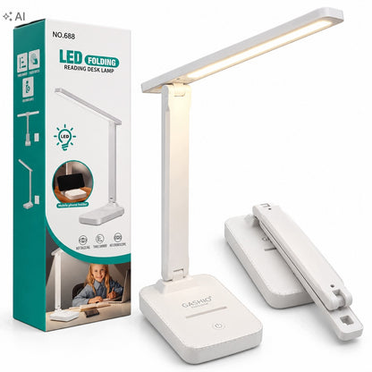 Lampka biurkowa LED GASHIO 3 barwy światła USB-C dotykowa uchwyt na telefon