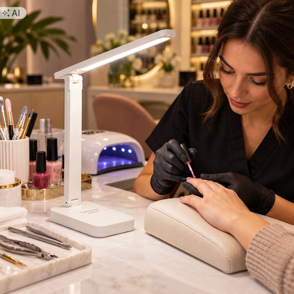 Lampka kosmetyczna do manicure paznokci LED GASHIO 3 barwy USB-C dotykowa