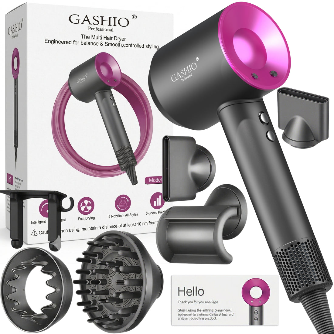 SUSZARKA DO WŁOSÓW Z JONIZACJA SZYBKIE SUSZENIE CICHA 3 TRYBY + KONCÓWKI